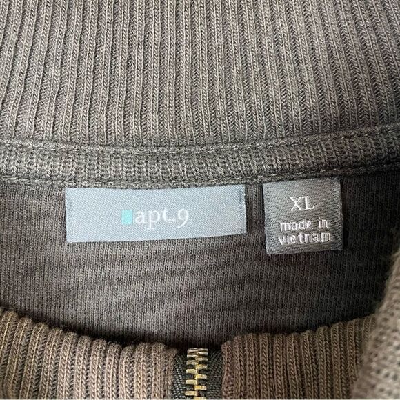 Apt. 9 Dark Army Green Quarter Zip Pullover Sweatshirt Sweater - Picture 4 of 5